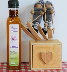 Sirop de safran bio Savoie 25 cl domaine des anges au coeur rouge massif des bauges